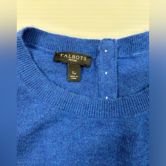 Talbots Sweater Women's Petite Back Button Lambswool Blend Bell Cuffs Sleeve SP - Picture 3 of 9